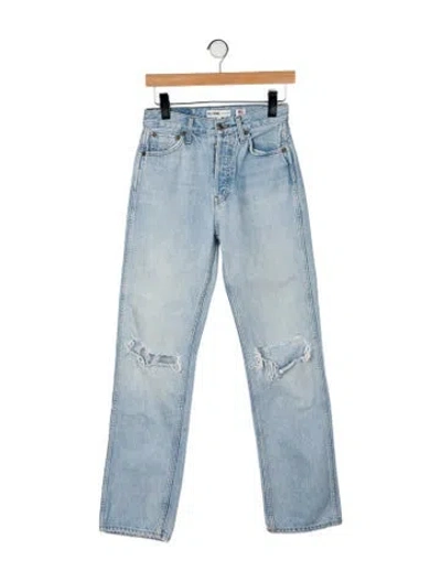 Pre-owned Re/done High-rise Straight Leg Jeans In Blue