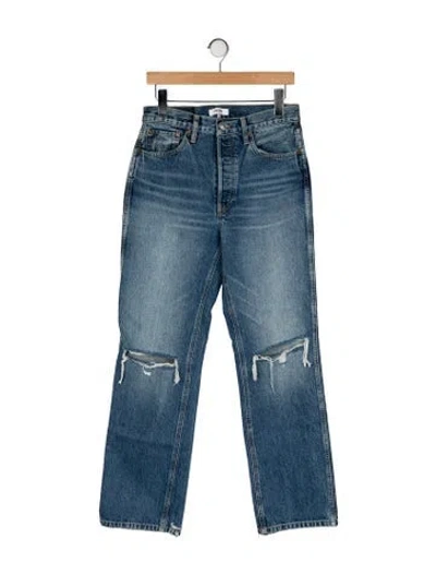 Pre-owned Re/done High-rise Straight Leg Jeans In Blue