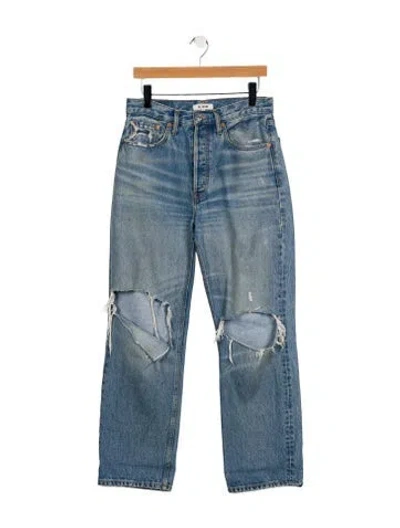 Pre-owned Re/done High-rise Straight Leg Jeans In Blue