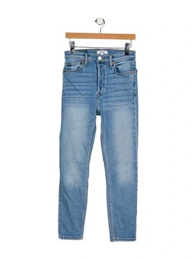 Pre-owned Re/done High-rise Straight Leg Jeans In Blue