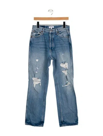 Pre-owned Re/done High-rise Straight Leg Jeans In Blue