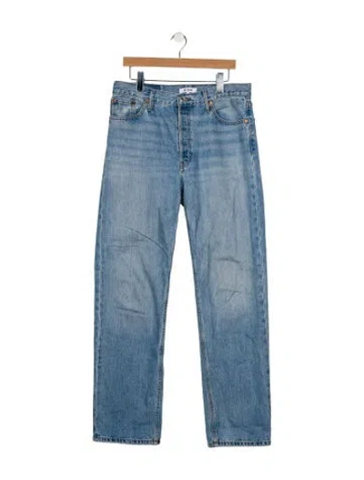 Pre-owned Re/done High-rise Straight Leg Jeans In Blue