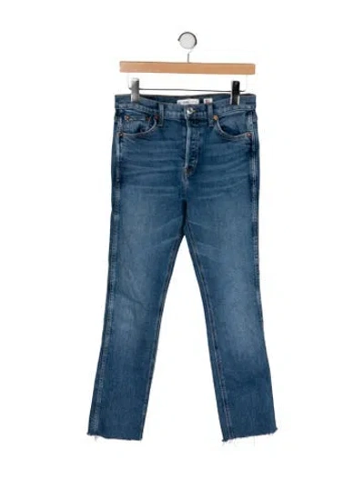 Pre-owned Re/done High-rise Straight Leg Jeans In Blue