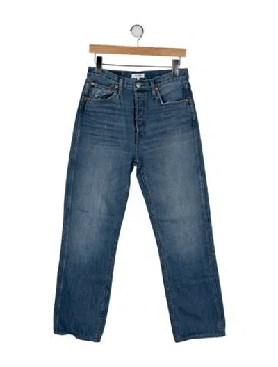 Pre-owned Re/done High-rise Straight Leg Jeans In Blue