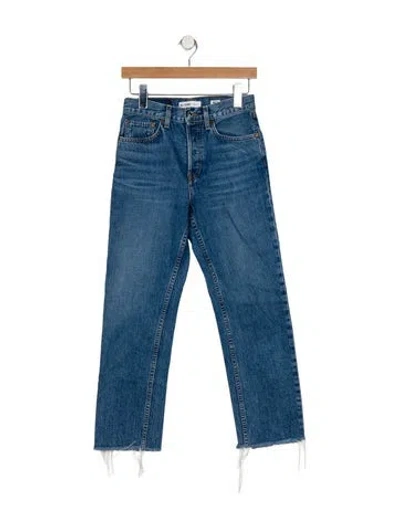 Pre-owned Re/done High-rise Straight Leg Jeans In Blue