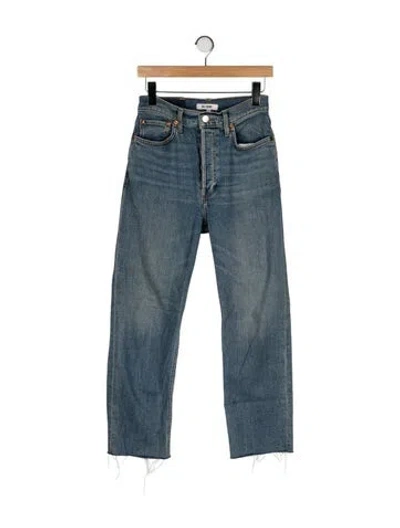 Pre-owned Re/done High-rise Straight Leg Jeans In Blue