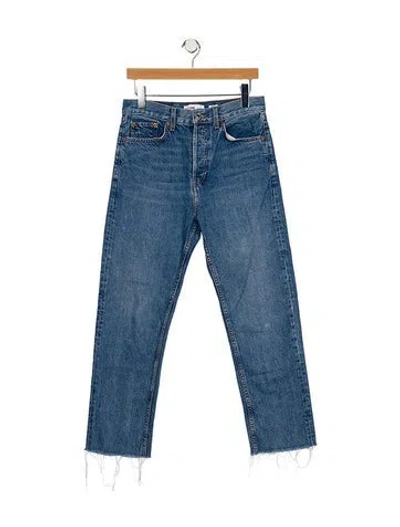 Pre-owned Re/done High-rise Straight Leg Jeans In Blue