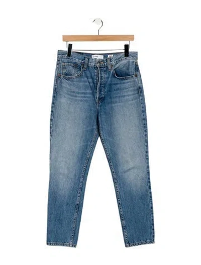 Pre-owned Re/done High-rise Straight Leg Jeans In Blue