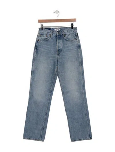 Pre-owned Re/done High-rise Straight Leg Jeans In Blue