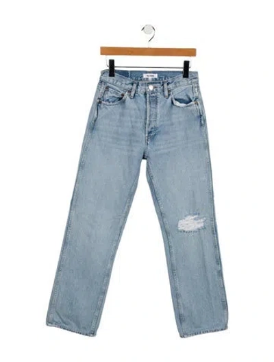 Pre-owned Re/done High-rise Straight Leg Jeans In Blue