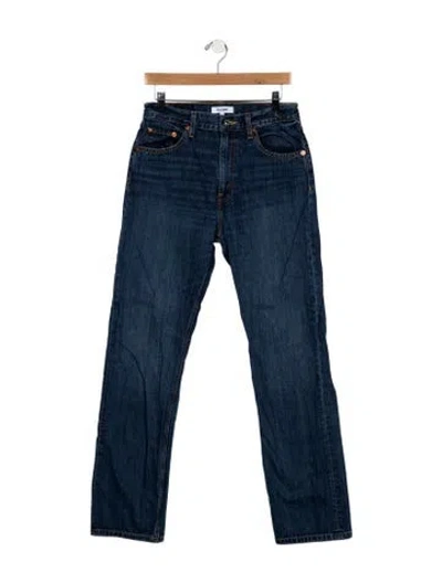 Pre-owned Re/done High-rise Straight Leg Jeans In Blue