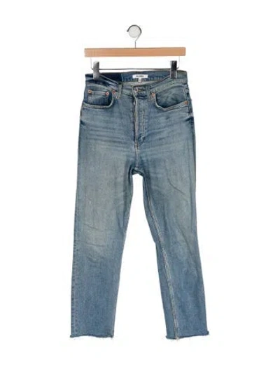 Pre-owned Re/done High-rise Straight Leg Jeans In Blue