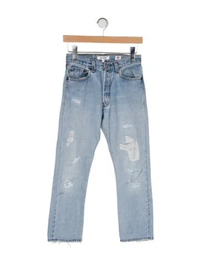 Pre-owned Re/done High-rise Straight Leg Jeans In Blue