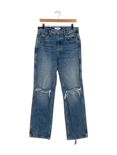 Pre-owned Re/done High-rise Straight Leg Jeans In Blue