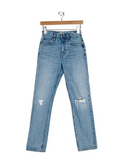 Pre-owned Re/done High-rise Straight Leg Jeans In Blue