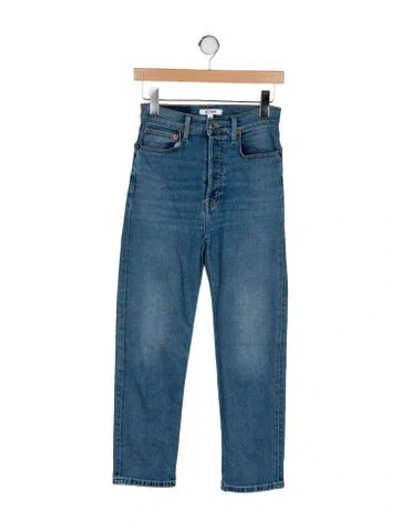 Pre-owned Re/done High-rise Straight Leg Jeans In Blue