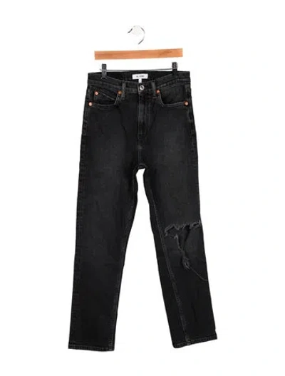 Pre-owned Re/done High-rise Straight Leg Jeans In Blue