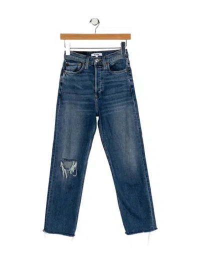 Pre-owned Re/done High-rise Straight Leg Jeans In Blue