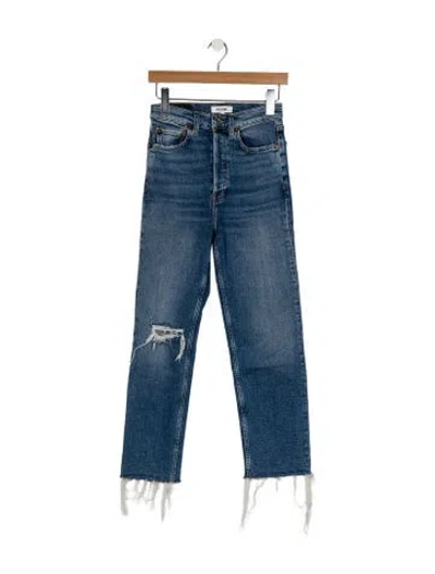 Pre-owned Re/done High-rise Straight Leg Jeans In Blue