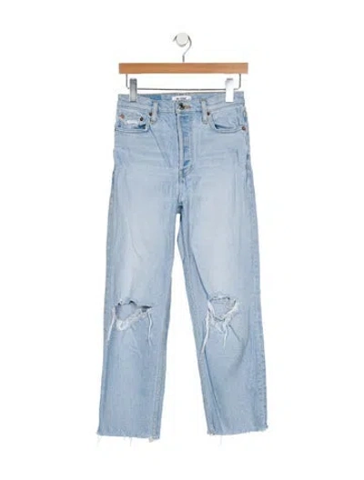 Pre-owned Re/done High-rise Straight Leg Jeans In Blue
