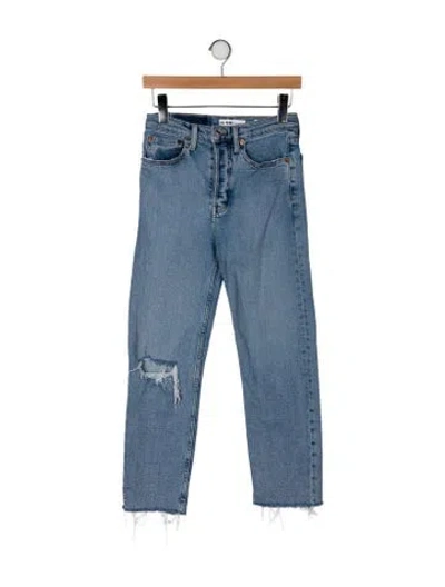 Pre-owned Re/done High-rise Straight Leg Jeans In Blue