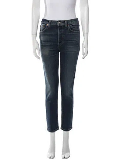 Pre-owned Re/done High-rise Straight Leg Jeans In Blue