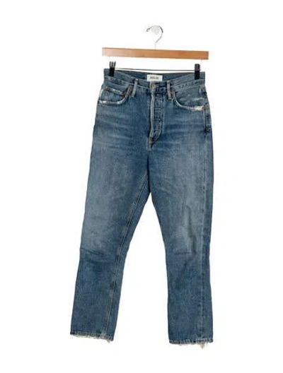 Pre-owned Re/done High-rise Straight Leg Jeans In Blue