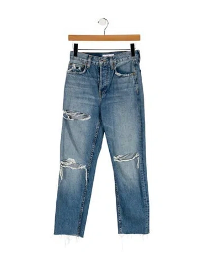 Pre-owned Re/done High-rise Straight Leg Jeans In Blue