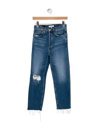 Pre-owned Re/done High-rise Straight Leg Jeans In Blue