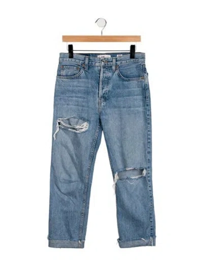 Pre-owned Re/done High-rise Straight Leg Jeans In Blue