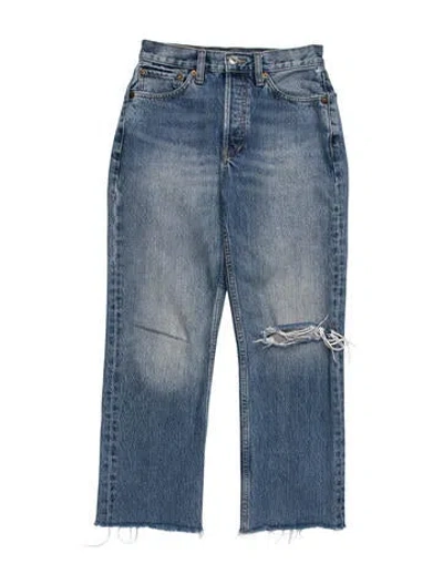Pre-owned Re/done High-rise Straight Leg Jeans In Blue