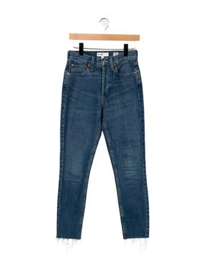 Pre-owned Re/done High-rise Straight Leg Jeans In Blue