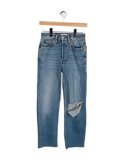 Pre-owned Re/done High-rise Straight Leg Jeans In Blue
