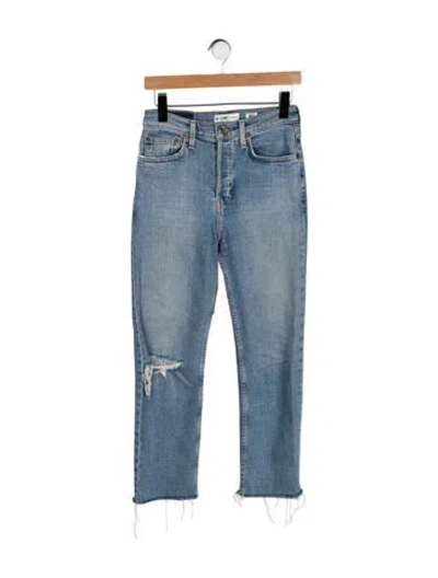 Pre-owned Re/done High-rise Straight Leg Jeans In Blue