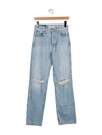 Pre-owned Re/done High-rise Straight Leg Jeans In Blue