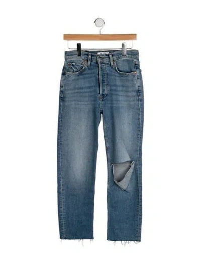 Pre-owned Re/done High-rise Straight Leg Jeans In Blue