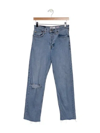 Pre-owned Re/done High-rise Straight Leg Jeans In Blue