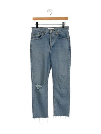 Pre-owned Re/done High-rise Straight Leg Jeans In Blue