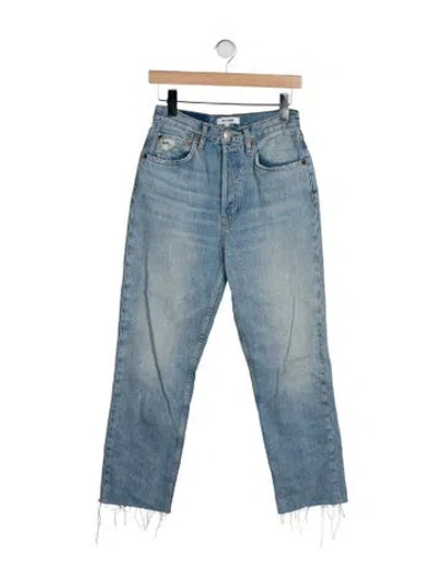 Pre-owned Re/done High-rise Straight Leg Jeans In Blue