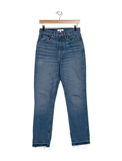 Pre-owned Re/done High-rise Straight Leg Jeans In Blue