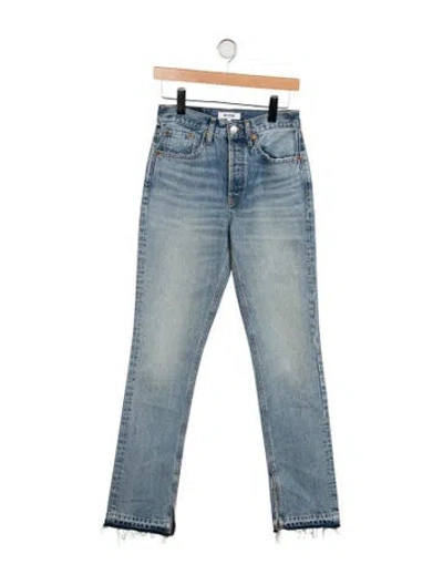 Pre-owned Re/done High-rise Straight Leg Jeans In Blue