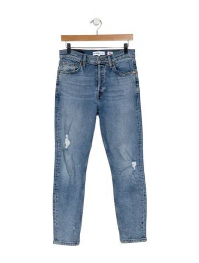 Pre-owned Re/done High-rise Straight Leg Jeans In Blue