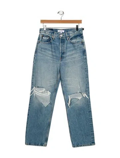 Pre-owned Re/done High-rise Straight Leg Jeans In Blue