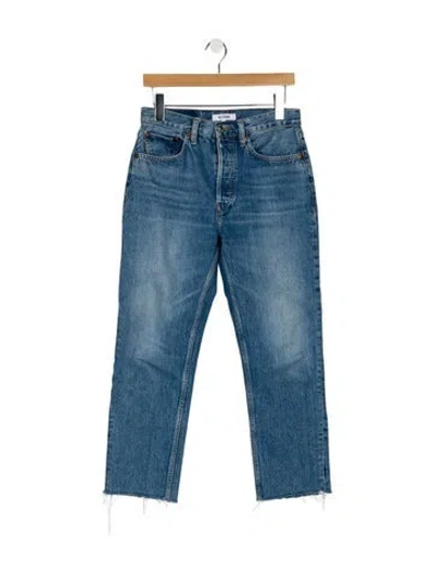 Pre-owned Re/done High-rise Straight Leg Jeans In Blue