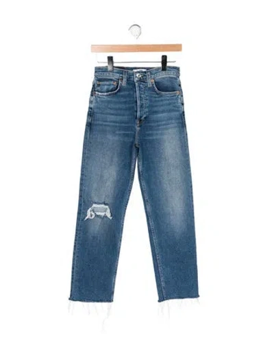 Pre-owned Re/done High-rise Straight Leg Jeans In Blue