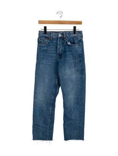 Pre-owned Re/done High-rise Straight Leg Jeans In Blue
