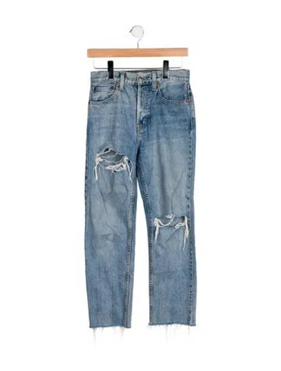 Pre-owned Re/done High-rise Straight Leg Jeans In Blue