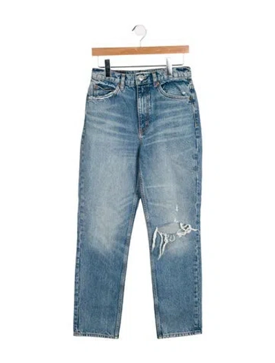 Pre-owned Re/done High-rise Straight Leg Jeans In Blue