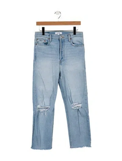 Pre-owned Re/done High-rise Straight Leg Jeans In Blue