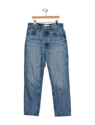 Pre-owned Re/done High-rise Straight Leg Jeans In Blue